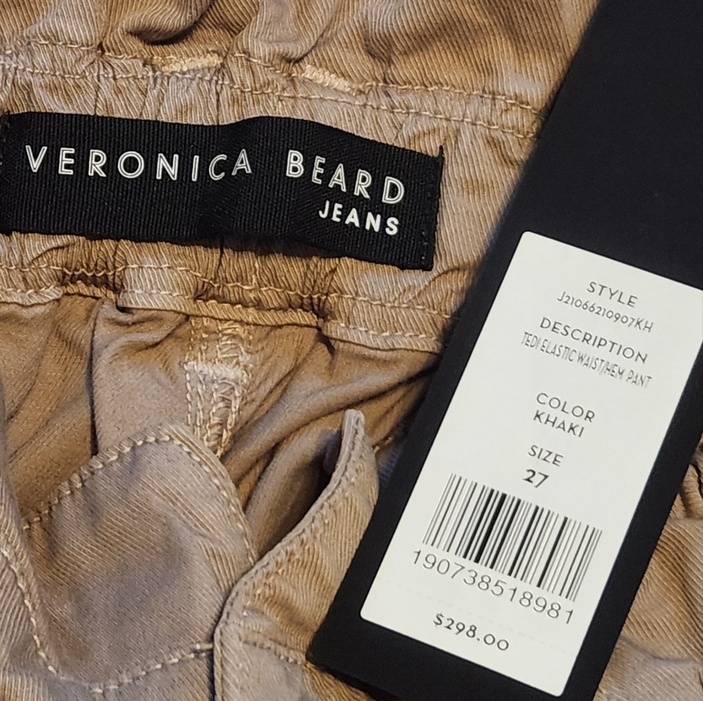 Veronica Beard Tedi Elastic Waist/Hem Pants. Size 27. Khaki Color. NEW - Picture 3 of 6